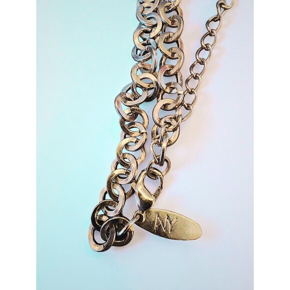 NY Designer Necklace Faux Pearls & Mixed Beads, Layered Dangle, 13” Drop - Picture 4 of 4